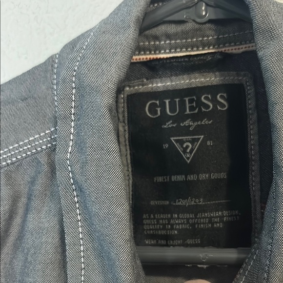 GUESS Men's Gray Short Sleeve Shirt Large 100% cotton - Picture 2 of 7